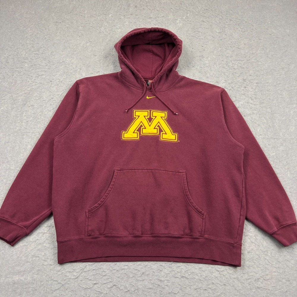 VTG Nike Hoodie Mens XXL Red Center Swoosh University Minnesota Gophers College